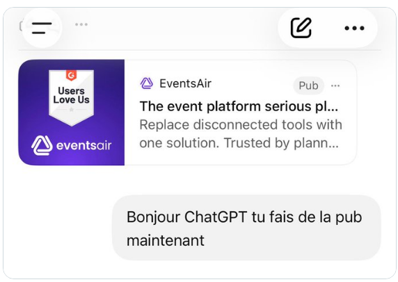 Nouveau sur ChatGPT : de la pub 🙃